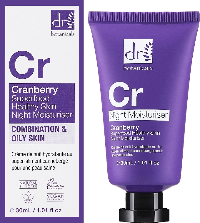 Feuchtigkeitscreme für das Gesicht für die Nacht - Dr. Botanicals Cranberry Superfood Healthy Skin Night Moisturiser — Bild N2