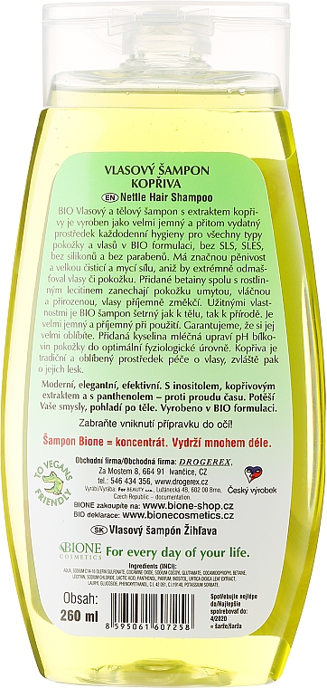 Shampoo mit Brennnessel - Bione Cosmetics Nettle Hair Shampoo — Bild N2