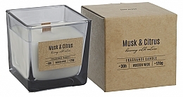 Duftkerze mit Holzdocht Moschus und Zitrusfrüchte - Bispol Fragrance Candle Musk & Citrus — Bild N1