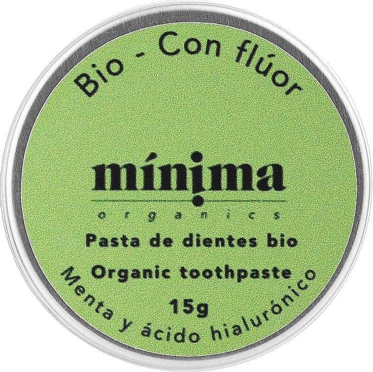 Zahnpasta mit Minze und Hyaluronsäure mit Fluorid 15 g - Minima Organics Natural Toothpaste Mint With Fluoride — Bild N1