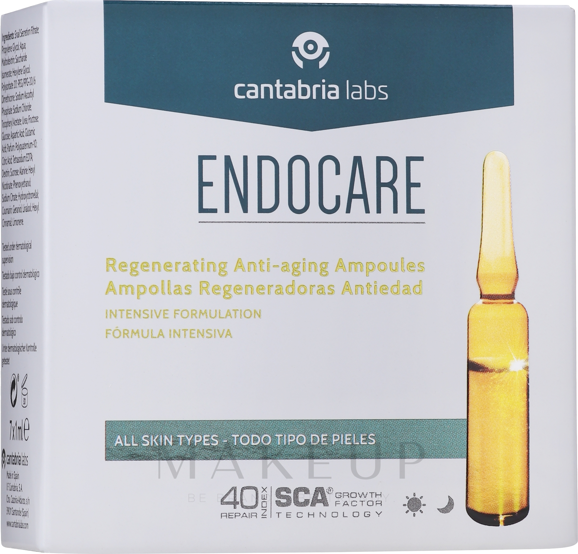 Regenerierende Anti-Falten Gesichtsampullen mit Vitaminen und Schneckenschleim-Extrakt - Cantabria Labs Endocare Ampoules — Bild 7 x 1 ml