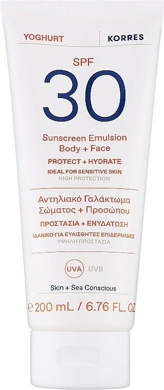 Gesichts- und Körperemulsion - Korres Yoghurt Body + Face Sunscreen Emulsion SPF 30 — Bild N1