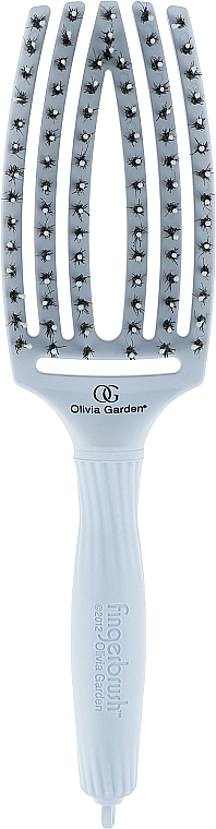 Haarbürste mit Wildschweinborsten - Olivia Garden Finger Brush Combo Medium Pastel Blue — Bild N1