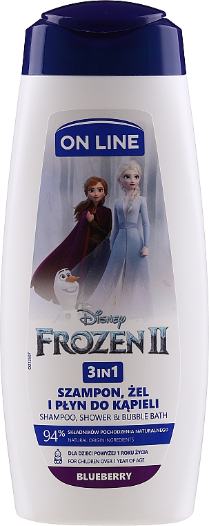 3in1 Shampoo, Dusch- und Badeschaum mit Blaubeerduft - On Line Kids Disney Frozen — Bild N1