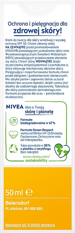 Sonnenschutzcreme für empfindliche Haut - Nivea Sun Sensitive Skin SPF50 High — Bild N2