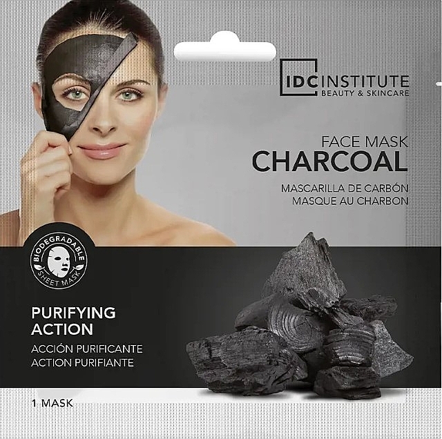 Tuchmaske für das Gesicht mit Aktivkohle - IDC Institute Charcoal Tissue Face Mask — Bild N1