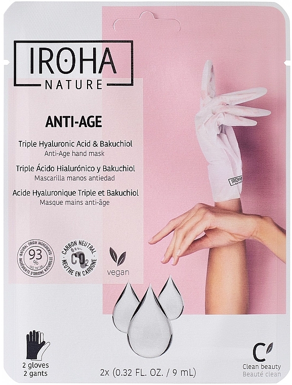 Verjüngende Handmaske - Iroha Anti-Age Triple Hyaluronic Acid & Bakuchiol Hand Mask — Bild N1