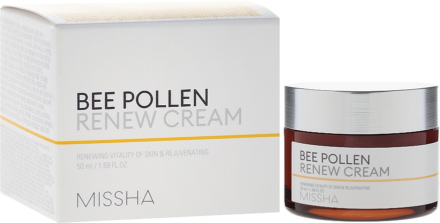Nährende, feuchtgkeitsspendende und stärkende Anti-Aging Gesichtscreme mit Bienenpollen-Extrakt - Missha Bee Pollen Renew Cream