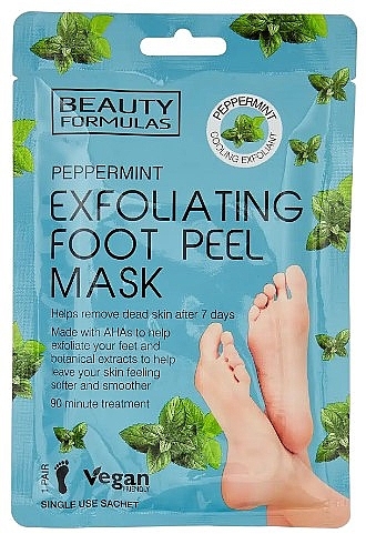 Peeling-Fußmaske - Beauty Formulas Peppermint Exfoliating Foot Peel Mask  — Bild N1