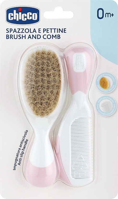Haarbürste und Kamm für Babys rosa - Chicco Brush and Comb for Baby Pink — Bild N1