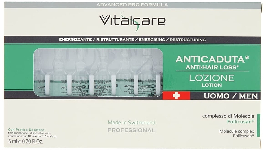 Ampullen gegen Haarausfall für Männer - Vitalcare Professional Made In Swiss Men’s Anti-Hair Loss Ampoules  — Bild N2