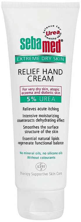 Intensiv feuchtigkeitsspendende Handcreme mit 5% Harnstoff für sehr trockene Haut - Sebamed Extreme Dry Skin Relief Hand Cream 5% Urea — Bild N1