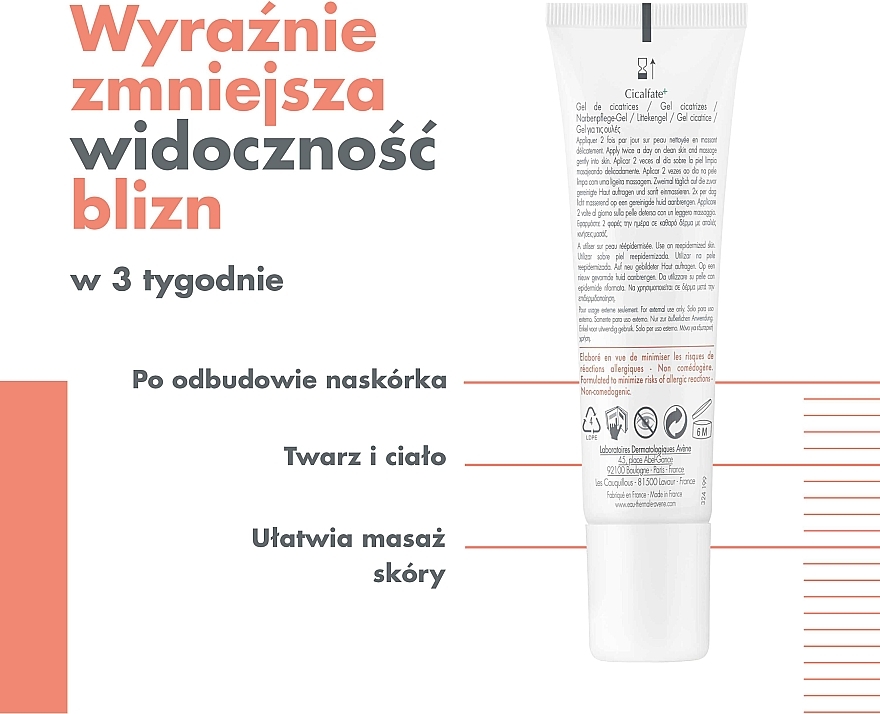 Beruhigendes, feuchtigkeitsspendendes, schützendes und weichmachendes Körper- und Gesichtsgel gegen Narben - Avene Cicalfate+ Gel Cicatrice — Bild N4