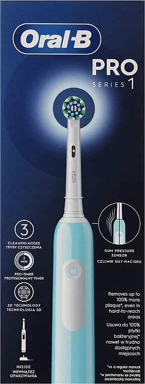 Elektrische Zahnbürste blau - Oral-B Pro 1 3D Cleaning Caribbean Blue  — Bild N1