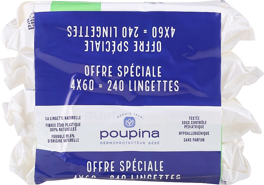 Natürliche Feuchttücher 4x60 St. - Poupina Natural Wipes — Bild N1