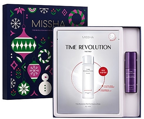 Gesichtspflegeset - Missha Time Revolution Night Repair Firming Care Set Holiday Edition (Balsam 10g + Maske 5 St.) — Bild N1