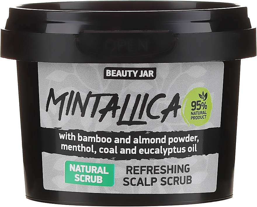 Erfrischendes Kopfhautpeeling mit Bambus- und Mandelpulver, Menthol, Aktivkohle und Eukalyptusöl - Beauty Jar Mintallica Refreshing Scalp Scrub