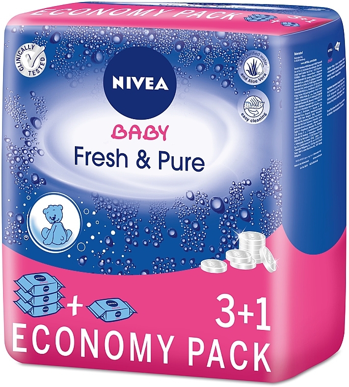 Sanfte erfrischende Feuchttücher für Babys 4x63 St. - NIVEA Baby Pure & Fresh — Bild N3