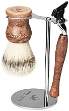 Düfte, Parfümerie und Kosmetik Rasierset - Acca Kappa Natural Style Set Brown (razor/1pc + brush/1pc + stand/1pc)
