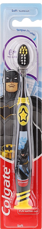 Kinderzahnbürste 6+ Jahre weich Batman schwarz-gelb - Colgate Smiles Toothbrush — Bild N1