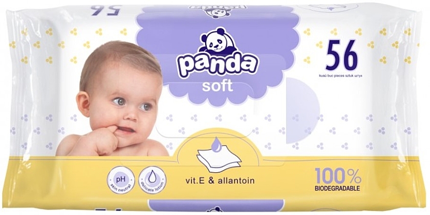 Feuchttücher mit Allantoin und Vitamin E Panda Soft 56 St. - Bella Baby — Bild N1