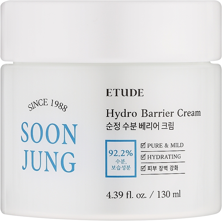 Pflegende, beruhigende und schützende Gesichtscreme gegen Reizungen mit Panthenol und pflanzlichen Inhaltsstoffen - Etude House Soon Jung Hydro Barrier Cream — Bild N1