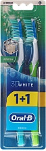 Zahnbürste mittel White Fresh blau, grün 2 St. - Oral-B 3D White Fresh 40 Medium 1+1 — Bild N1
