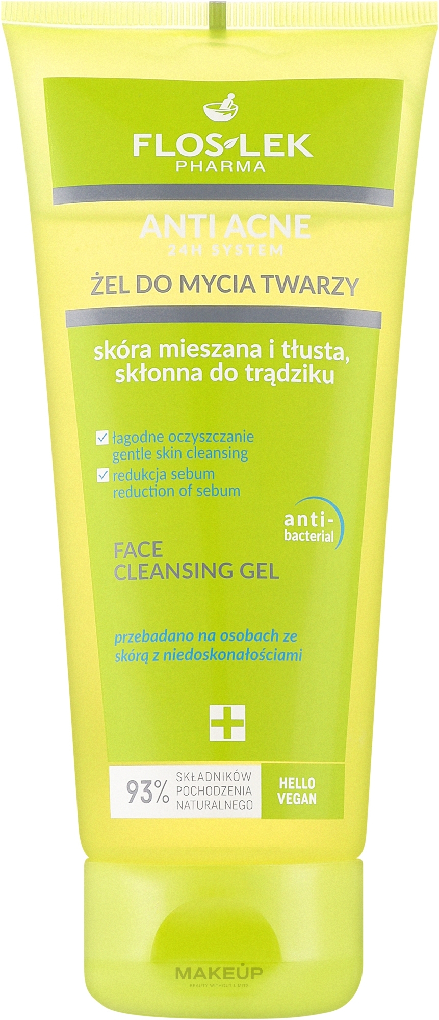 Waschgel für fettige- und Mischhaut - Floslek Anti Acne 24H System Cleansing Gel — Bild 200 ml