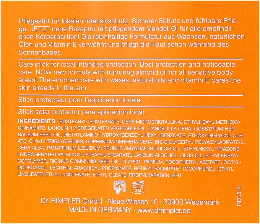 Sonnenschutzstick für empfindliche Hautpartien SPF 30 - Dr. Rimpler Sun Stick Spf 30 — Bild N3