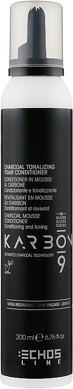 Tonisierender Schaum-Conditioner mit Aktivkohle - Echosline Karbon 9 Charcoal Tonalizing Foam Conditioner — Bild N2