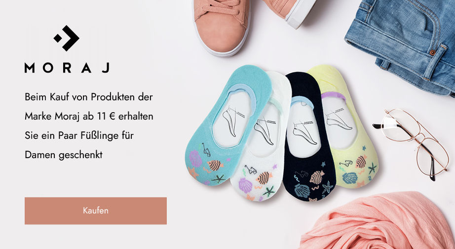 Beim Kauf von Produkten der Marke Moraj ab 11 € erhalten Sie ein Paar Füßlinge für Damen geschenkt