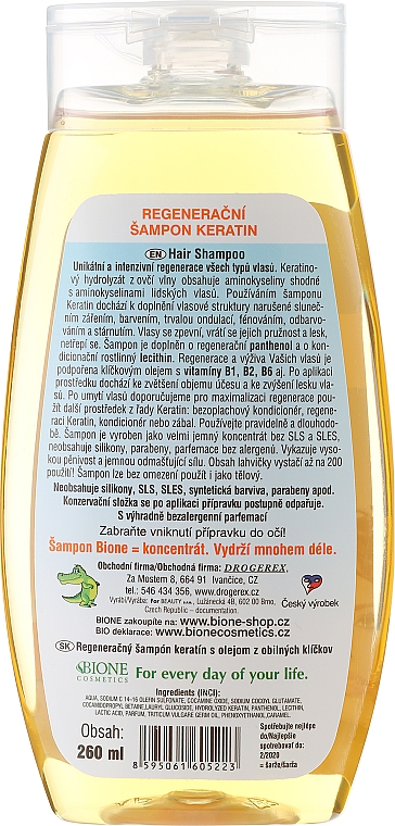Regenerierendes Shampoo mit Keratin und Weizenkeimöl - Bione Cosmetics Keratin + Grain Sprouts Oil Regenerative Shampoo — Bild N2