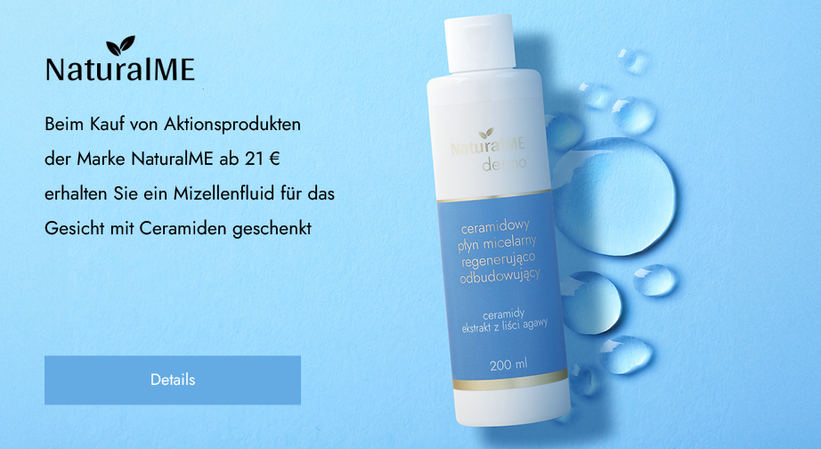 Beim Kauf von Aktionsprodukten der Marke NaturalME ab 21 € erhalten Sie ein Mizellenfluid für das Gesicht mit Ceramiden geschenkt