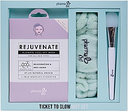 Gesichtspflegeset - Pharma Oil Ticket To Glow Gift Set ( Peel-off Alginatmaske für das Gesicht 20g + Weiches Haarband 1 St. + Masken-Applikator aus Silikon 1 St.) — Bild N1