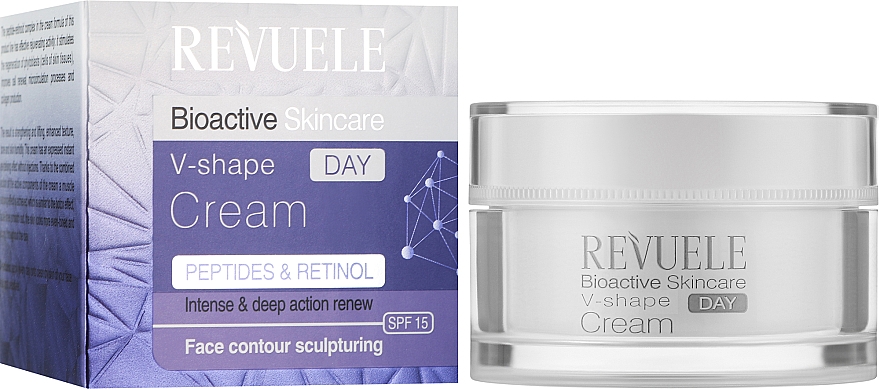 Regenerierende und feuchtigkeitsspendende Anti-Falten Tagescreme mit Retinol und Peptiden - Revuele Bioactive Skin Care Retinol + Peptides V-shape Day Cream — Bild N1