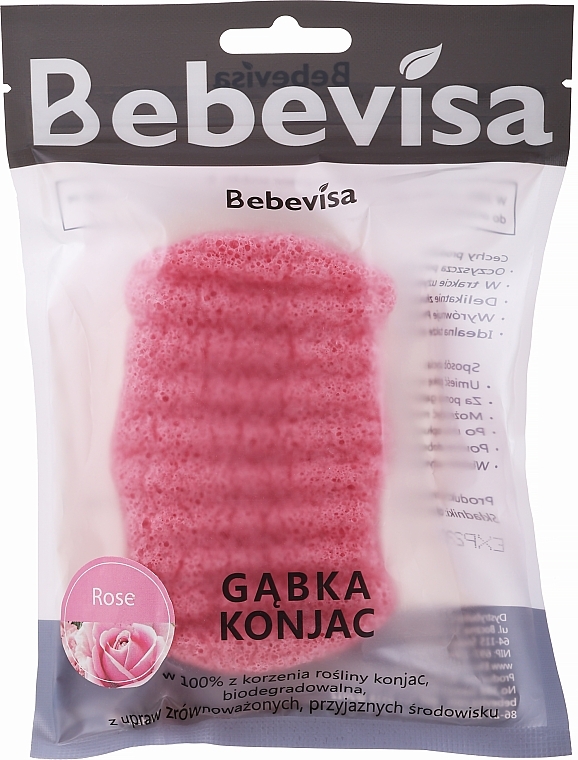 Peelingschwamm für Gesicht und Körper mit Konjak-Wurzel und Rose - Bebevisa Konjac Sponge — Bild N1