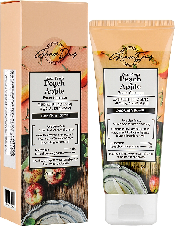 Gesichtsschaum mit Pfirsich- und Apfelextrakt - Grace Day Real Fresh Peach Apple Foam Cleanser — Bild N2
