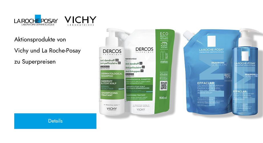 Aktionsprodukte von Vichy und La Roche-Posay zu Superpreisen. Die Preise auf der Website sind inklusive Rabatt