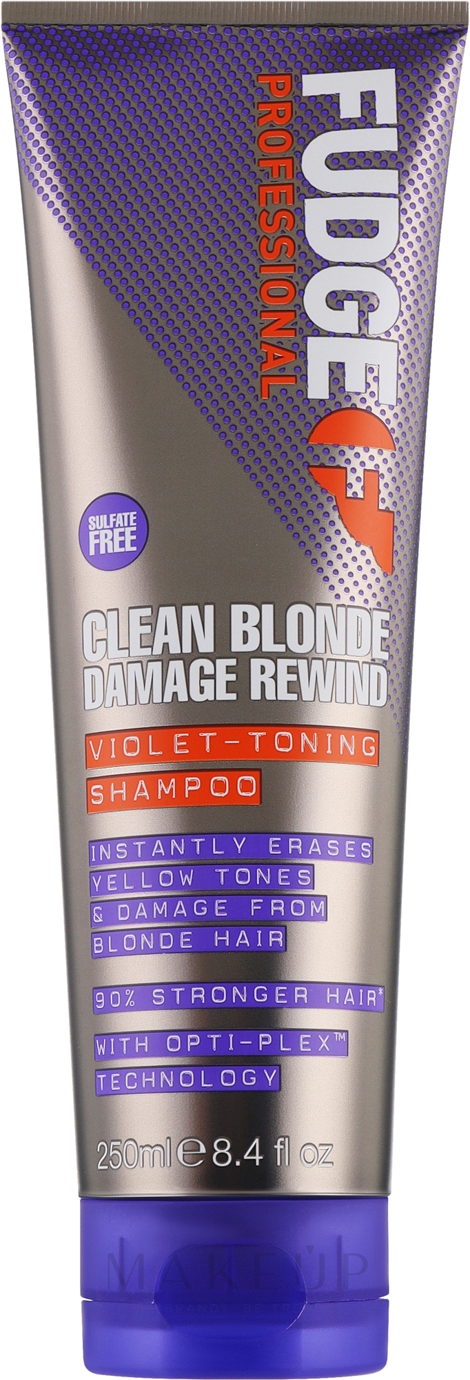 Hochpigmentiertes Silbershampoo - Fudge Clean Blonde Damage Rewind Shampoo — Bild 250 ml