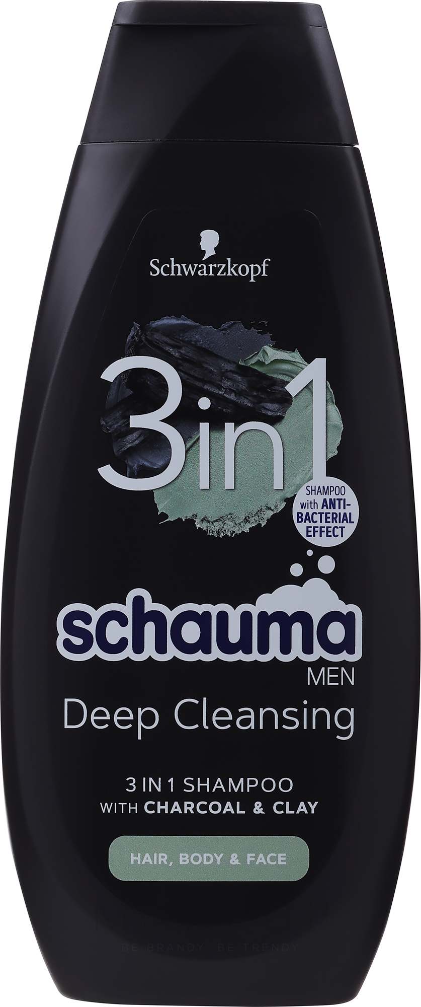 3in1 Shampoo mit Aktivkohle und Lehm für Gesicht, Körper und Haar - Schwarzkopf Schauma Men 3 in 1 Shampoo — Bild 400 ml