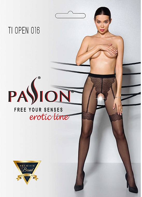 Erotische Strumpfhose mit Ausschnitt Tiopen 016 20 Den black - Passion — Bild N1
