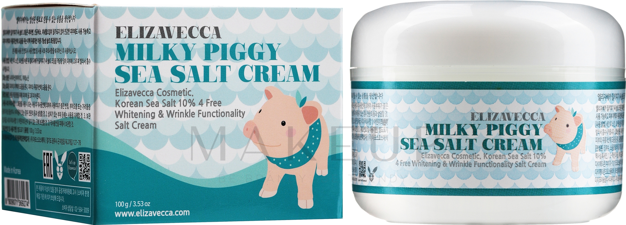 Aufhellende Anti-Falten Gesichtscreme mit Meersalz und Kollagen - Elizavecca Face Care Milky Piggy Sea Salt Cream — Bild 100 g