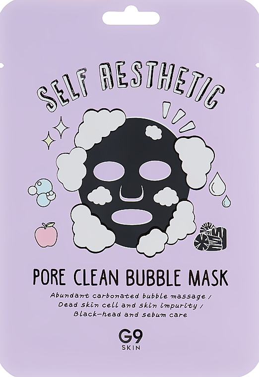 Tief reinigende, porenverfeinernde und pflegende Tuchmaske gegen Mitesser - G9Skin Self Aesthetic Poreclean Bubble Mask — Bild N1