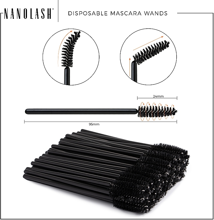 Einweg-Augenbrauen-Wimpernbürsten 50 St. - Nanolash Disposable Mascara Wands — Bild N4