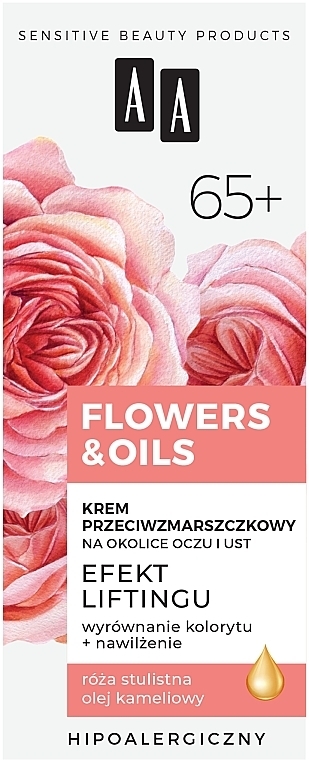 Augen- und Lippencreme mit Lifting-Effekt 65+ - AA Flowers & Oils Lifting Effect Eyes And Lip Cream — Bild N3
