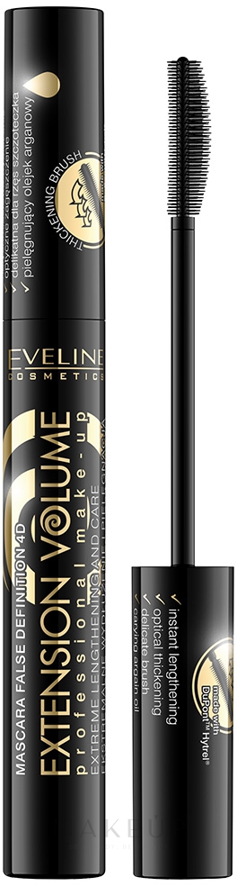 Verlängernde Wimperntusche - Eveline Cosmetics Extension Volume Professional Make-Up — Bild Black