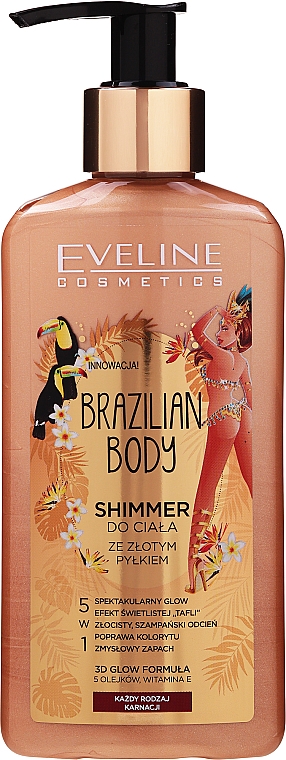 Körperlotion mit Goldpartikeln - Eveline Cosmetics Brazilian Body Shimmer — Bild N1