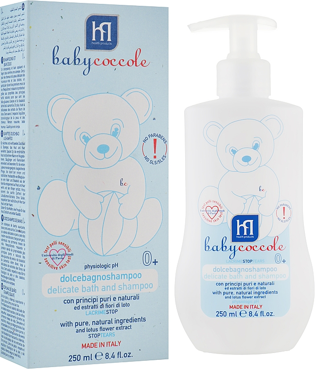 2in1 Sanftes, feuchtigkeitsspendendes und weichmachendes Duschgel und Shampoo - Babycoccole Delicate Bath & Shampoo — Bild N1