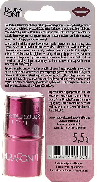 Feuchtigkeitsspendendes Lippengel rosafarbig - Laura Conti Miracle Color Lip Gel — Bild N2