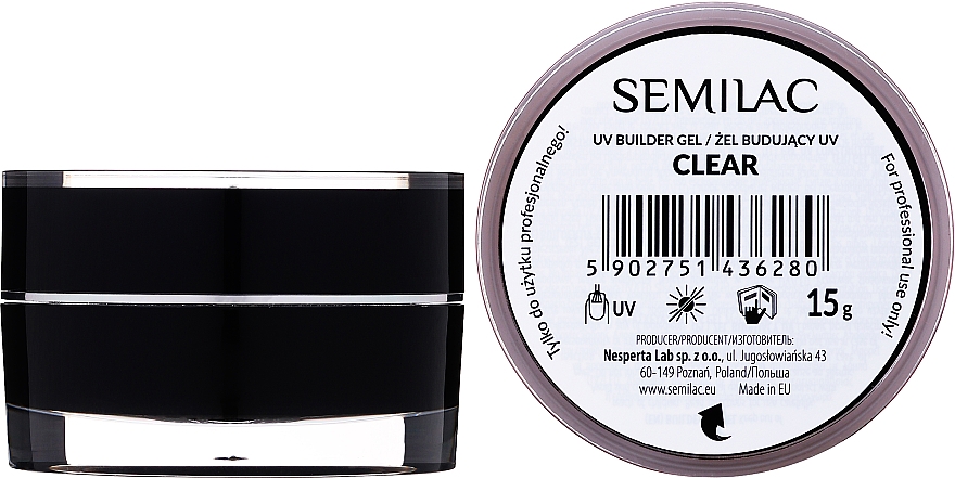 Aufbau-Nagelgel transparent - Semilac UV Builder Gel Clear — Bild N1